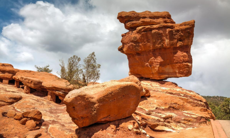 Gravity-Defying Balanced Rock Formation in Garden of the Gods