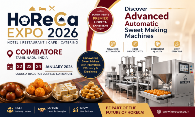 HoReCa Expo 2026 in Coimbatore, India Discover Advanced Automatic Sweet Making Machines