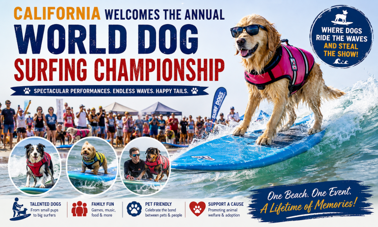 California Welcomes the Annual World Dog Surfing Championship with Spectacular Performances