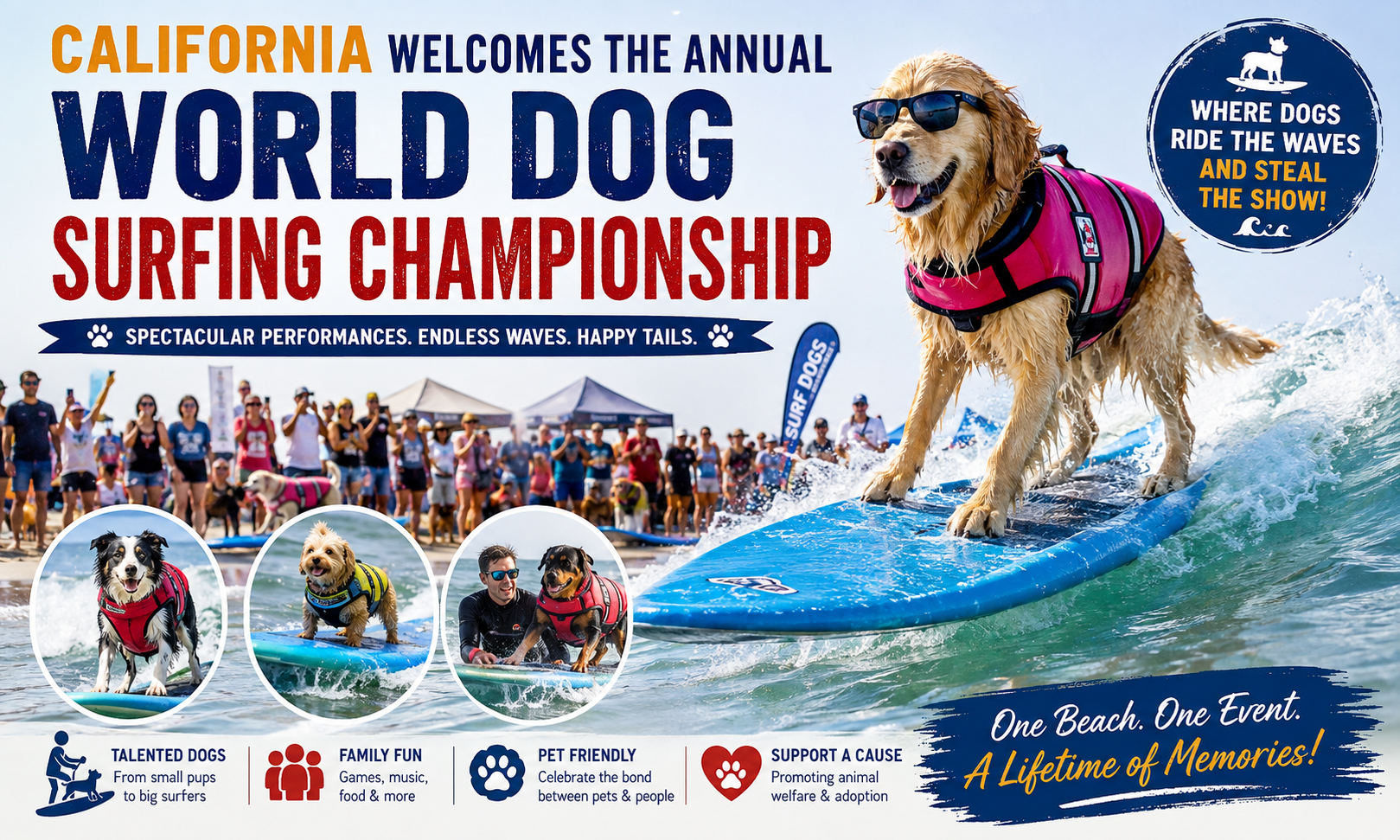 California Welcomes the Annual World Dog Surfing Championship with Spectacular Performances